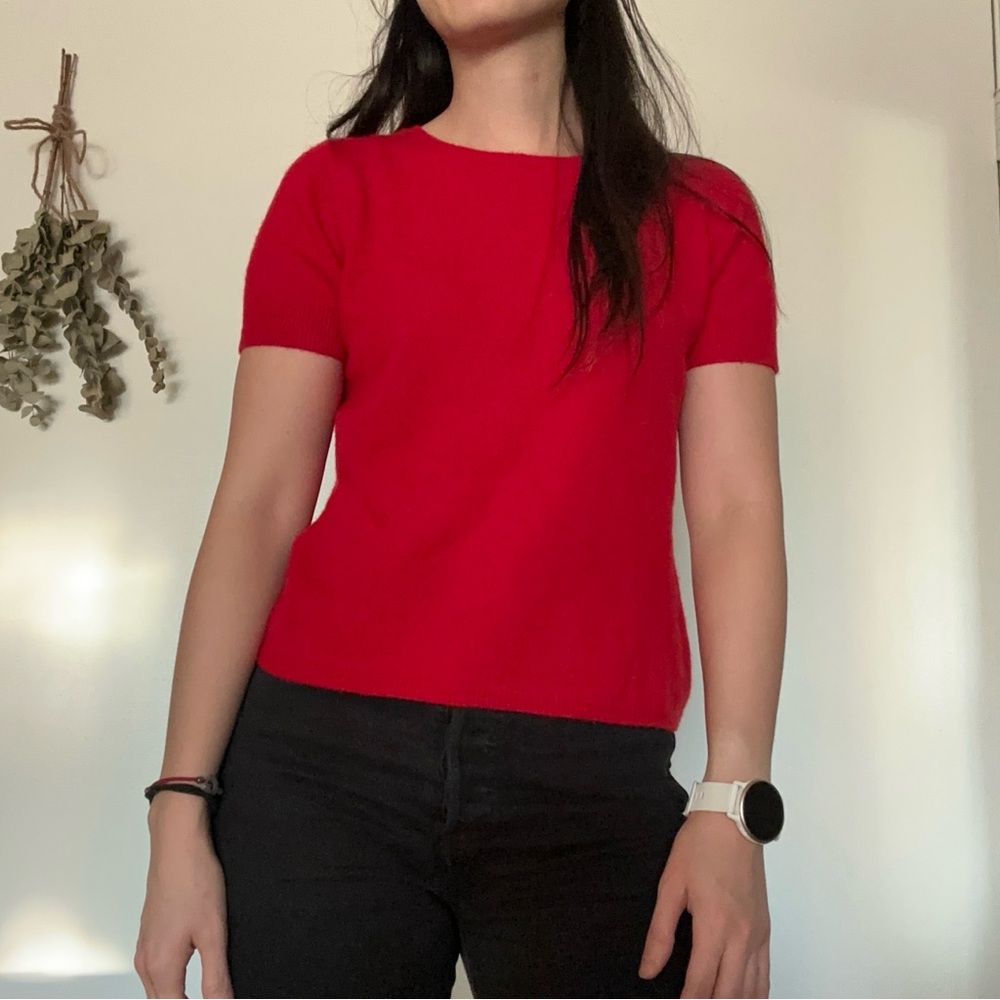 Vintage Red Short Sleeve Cashmere Sweater